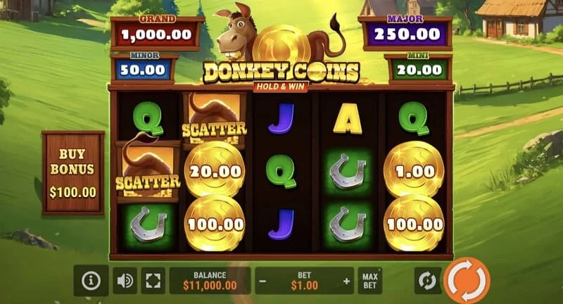 Donkey Coins Hold & Win – pearaam ekraanil rullidega
